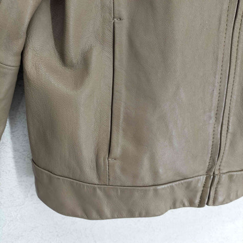 ナチュラルビューティーベーシック NATURAL BEAUTY BASIC lamb leather ラムレザーノーカラージャケット レディース S