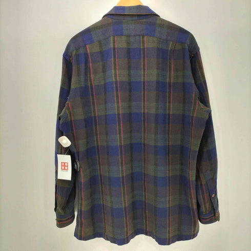 ポロバイラルフローレン Polo by RALPH LAUREN 90s USA製 オープンカラー 開襟 ウール チェックシャツ ボードシャツ メンズ import:L