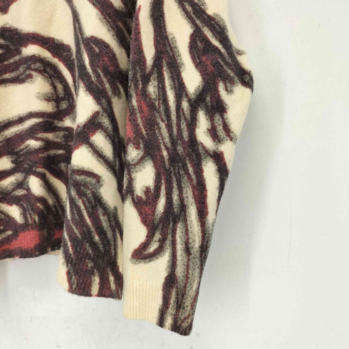 ザラ ZARA アート柄 アルパカ ウール混 クルーネック 長袖ニット メンズ import:L