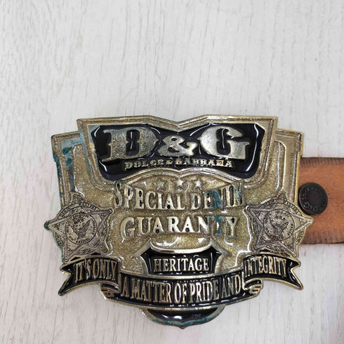 ディーアンドジードルチェアンドガッバーナ D&G DOLCE&GABBANA DGロゴ デカバックル レザーベルト メンズ