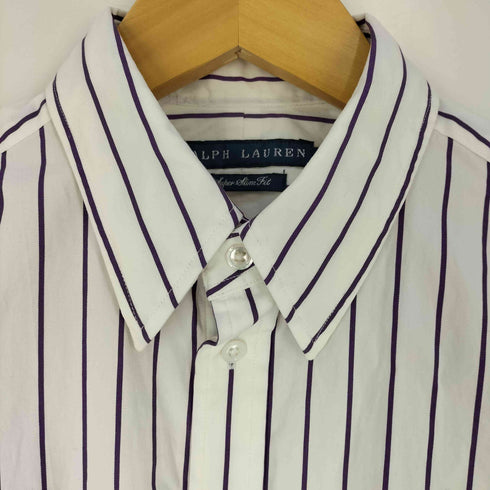 ラルフローレン RALPH LAUREN SUPER SLIM FIT ポニー刺繍 襟シン ストライプ柄 Q/S レギュラーカラーシャツ レディース US:6