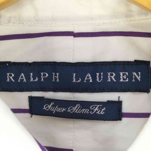 ラルフローレン RALPH LAUREN SUPER SLIM FIT ポニー刺繍 襟シン ストライプ柄 Q/S レギュラーカラーシャツ レディース US:6