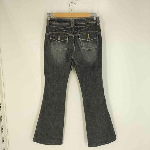 ボブソン BOBSON QUEEN'S LOW ヒゲ ステッチデザイン ジップフライ レイヤード フレア デニムパンツ レディース JPN:L
