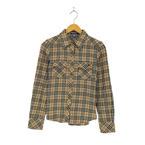 バーバリーブルーレーベル BURBERRY BLUE LABEL ホース刺繍ノバチェックシャツ レディース 38