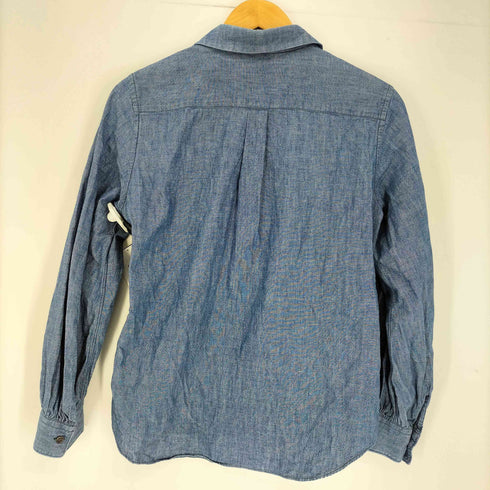 コムデギャルソンコムデギャルソン COMME des GARCONS COMME des GARCONS コムコム フランス製 デニム シャンブレー ラウンドカラー 丸襟 パフスリーブ L/S シャツ レディース JPN:S