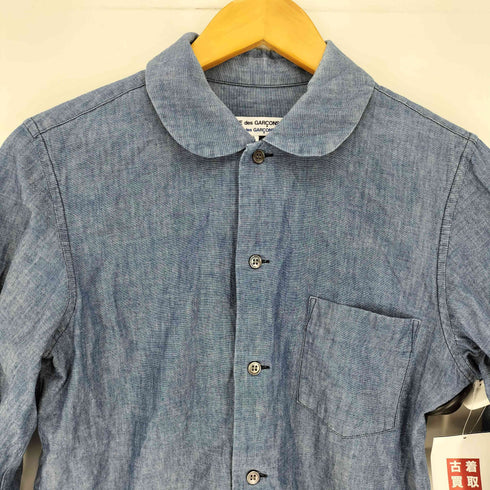 コムデギャルソンコムデギャルソン COMME des GARCONS COMME des GARCONS コムコム フランス製 デニム シャンブレー ラウンドカラー 丸襟 パフスリーブ L/S シャツ レディース JPN:S