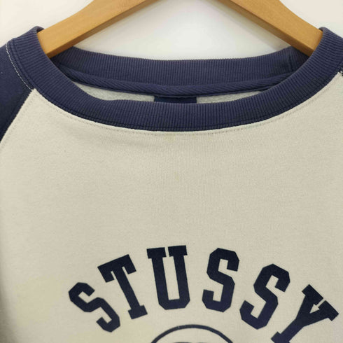 ステューシー Stussy 90s 紺タグ OLD アーチロゴ ラグランスリーブ クルーネックスウェット メンズ import:M