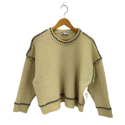 ザラ ZARA ロングスリーブ ステッチデザイン クロップド ニット レディース M