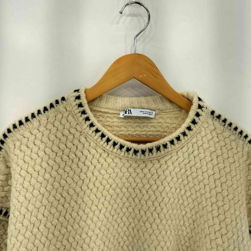 ザラ ZARA ロングスリーブ ステッチデザイン クロップド ニット レディース M