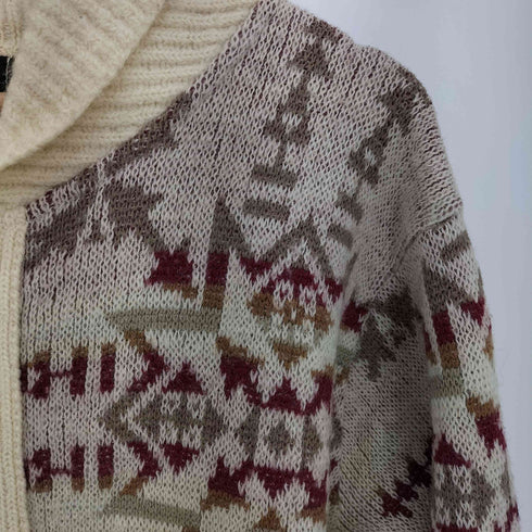 Ossipee 90s USA製 ノルディック柄 ジップアップ ウール ショールカラー カーディガン メンズ import:M