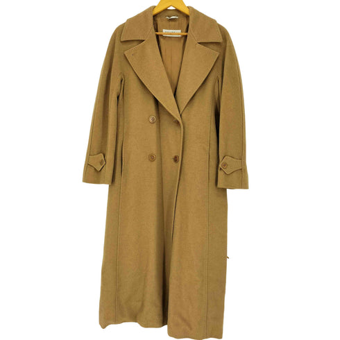 マックスマーラ MAX MARA イタリア製 ウール ダブルブレスト ベルテッド ロングコート レディース US:8