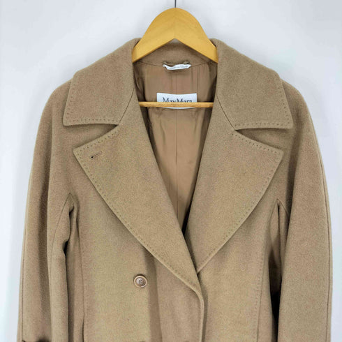 マックスマーラ MAX MARA イタリア製 ウール ダブルブレスト ベルテッド ロングコート レディース US:8