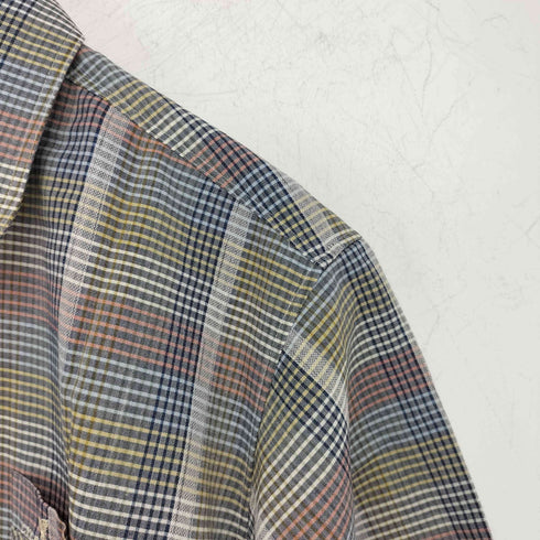 ライルアンドスコット LYLE&SCOTT ワンポイント刺繍 チェック柄 ウール混 半袖シャツ メンズ import:M