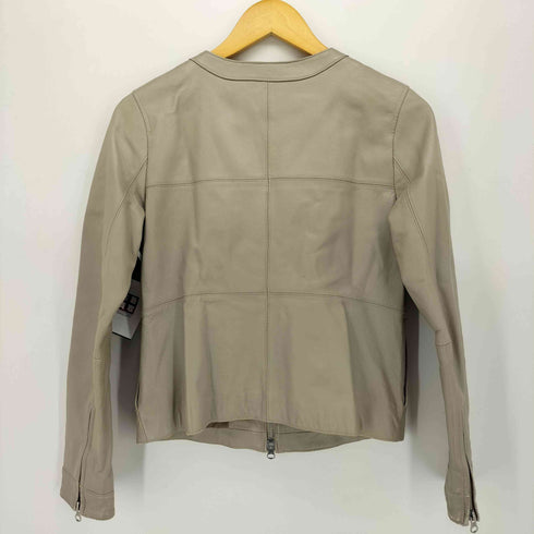 ナチュラルビューティーベーシック NATURAL BEAUTY BASIC シープレザー ジップアップ ノーカラー ジャケット レディース JPN:L