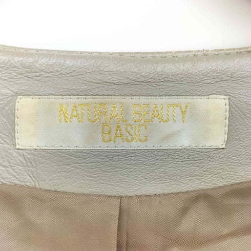 ナチュラルビューティーベーシック NATURAL BEAUTY BASIC シープレザー ジップアップ ノーカラー ジャケット レディース JPN:L