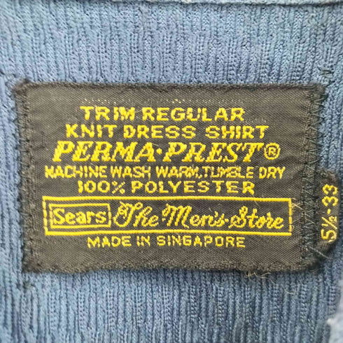 シアーズ Sears 70s PERMA PREST 襟芯 長袖 シャツ メンズ 15 1/2 - 33
