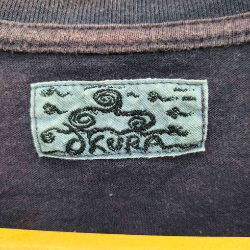 OKURA インディゴ染め 日の丸 半袖Tシャツ メンズ