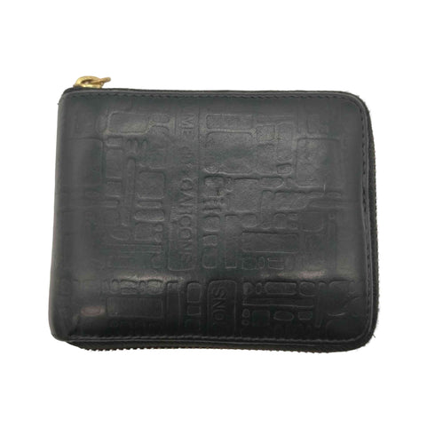 コムデギャルソン COMME des GARCONS EMBOSSED LOGOTYPE エンボス ロゴ ラウンドジップ 二つ折り 財布 ウォレット レディース