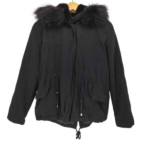 ザラ ZARA フェイクファー 裏地キルティング フーデッド ジャケット レディース