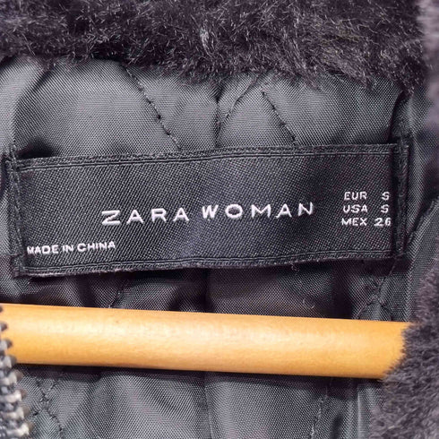 ザラ ZARA フェイクファー 裏地キルティング フーデッド ジャケット レディース