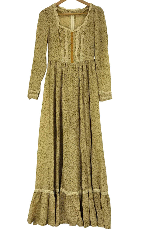 ガニーサックス GUNNE SAX 70-80S 花柄 レース ロング シャツワンピース ゴスロリ レディース