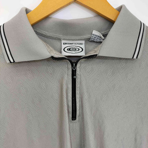 STREET CULTURE 90s 総柄 ハーフジップ ポロシャツ メンズ import:M