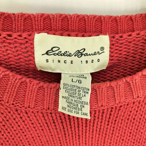 エディーバウアー Eddie Bauer 白タグ クルーネック コットンニット メンズ JPN:L