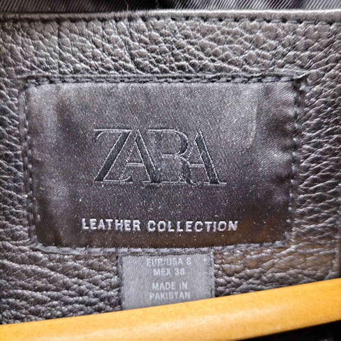 ザラ ZARA エンボス加工レザーバイカージャケット / バッファローレザー メンズ import:S