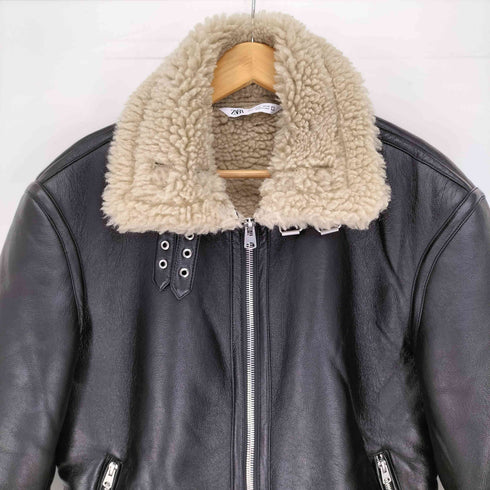 ザラ ZARA 裏地ボア チンスト ムートン フェイクレザー ジャケット メンズ JPN:S