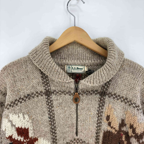 エルエルビーン L.L.Bean 80-90S 香港製 総柄 ショールカラー カウチン プルオーバー ウール ニット メンズ import:S