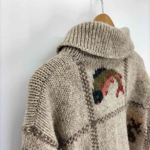 エルエルビーン L.L.Bean 80-90S 香港製 総柄 ショールカラー カウチン プルオーバー ウール ニット メンズ import:S