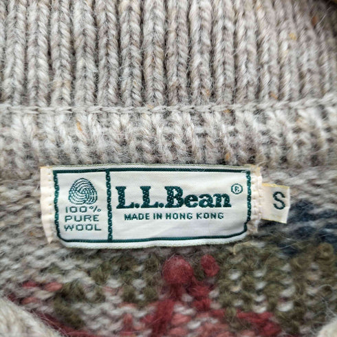 エルエルビーン L.L.Bean 80-90S 香港製 総柄 ショールカラー カウチン プルオーバー ウール ニット メンズ import:S