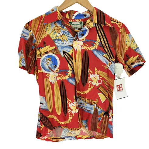 カメハメハ Kamehameha 総柄 ココナッツボタン アロハ S/S シャツ レディース import:M