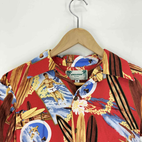 カメハメハ Kamehameha 総柄 ココナッツボタン アロハ S/S シャツ レディース import:M