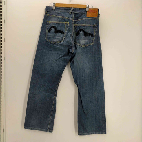 エヴィス EVISU HERITAGE カモメ刺繍 イエロー オレンジステッチ 5ポケット デニムパンツ メンズ 32
