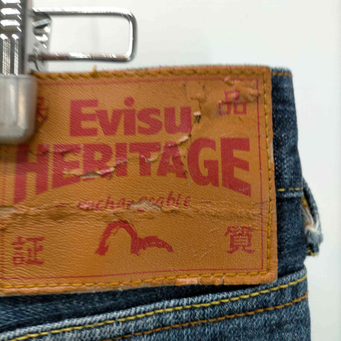 エヴィス EVISU HERITAGE カモメ刺繍 イエロー オレンジステッチ 5ポケット デニムパンツ メンズ 32