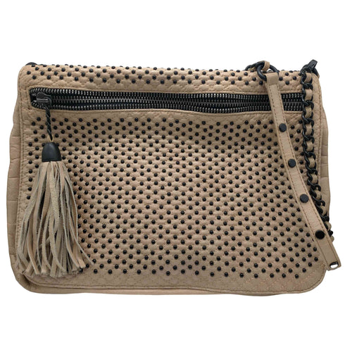 レベッカミンコフ REBECCA MINKOFF スタッズ タッセルストラップ 裏地迷彩 レザー ショルダー バッグ Y2K レディース