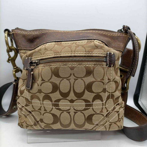 コーチ COACH シグネチャー 総柄 レザー コンビ ショルダー バッグ レディース