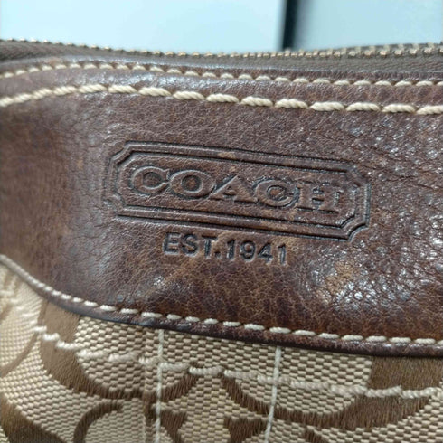 コーチ COACH シグネチャー 総柄 レザー コンビ ショルダー バッグ レディース