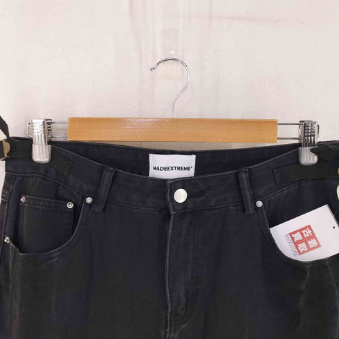 MADEEXTREME 切りっぱなし ダメージ加工 ボンテージ ブラックデニム パンツ street メンズ JPN:M
