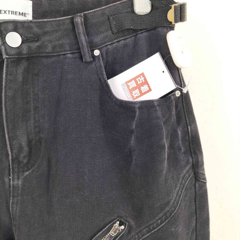 MADEEXTREME 切りっぱなし ダメージ加工 ボンテージ ブラックデニム パンツ street メンズ JPN:M