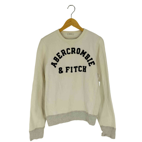 アバクロンビーアンドフィッチ Abercrombie & Fitch 裏起毛 Vガゼット 3Dワッペン リバースウィーブ型 クルーネック スウェット メンズ import:L