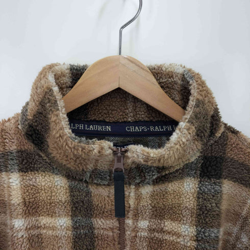 チャップスラルフローレン CHAPS RALPH LAUREN 90s チェック柄 ハーフジップ フリースプルオーバー メンズ JPN:M