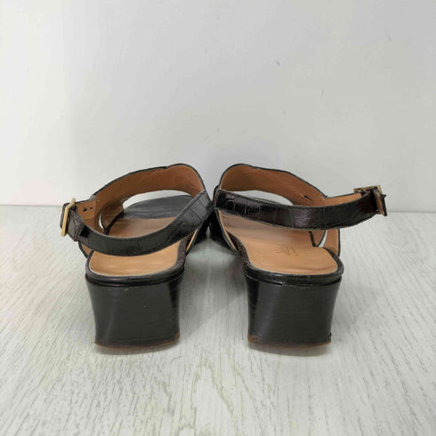 ギンザヨシノヤ GINZA Yoshinoya スクエアトゥ クロコ ヒールサンダル レディース 36 1/2