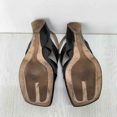 ギンザヨシノヤ GINZA Yoshinoya スクエアトゥ クロコ ヒールサンダル レディース 36 1/2