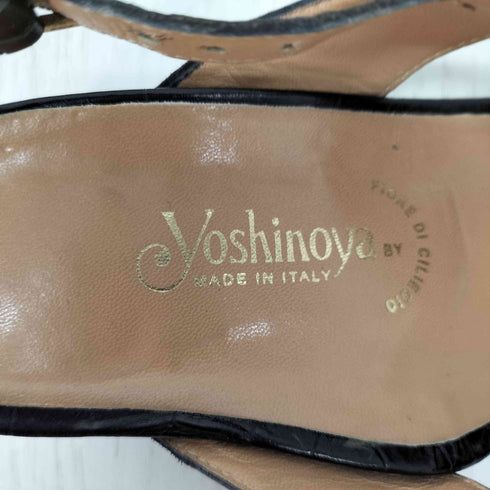 ギンザヨシノヤ GINZA Yoshinoya スクエアトゥ クロコ ヒールサンダル レディース 36 1/2