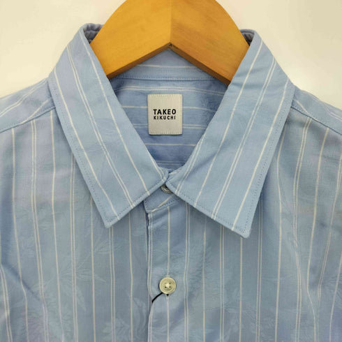 タケオキクチ TAKEO KIKUCHI ストライプ フラワー ジャガード 半袖 シャツ メンズ JPN:M