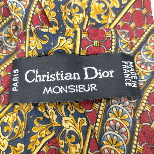 クリスチャンディオール Christian Dior MONSIEUR OLD MADE IN FRANCE フランス製 絹 シルク 100% 総柄 ネクタイ メンズ