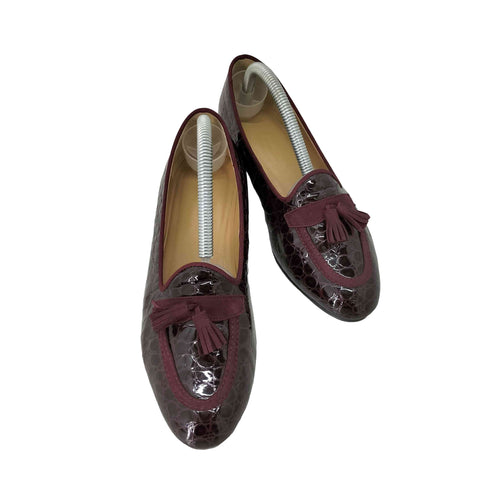 ギンザヨシノヤ GINZA Yoshinoya クロコ 型押 タッセル ローファー レディース 23 1/2