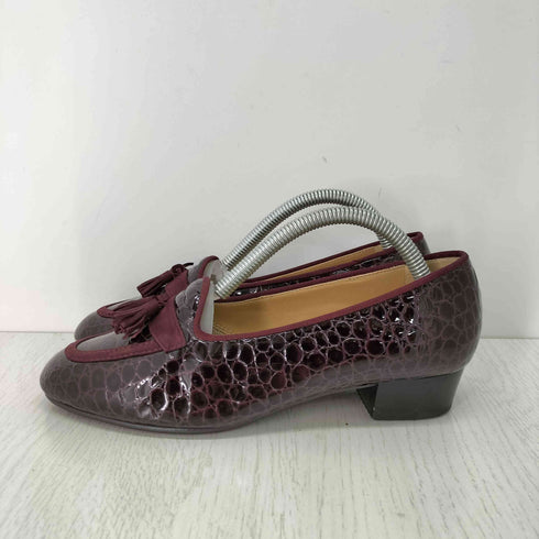 ギンザヨシノヤ GINZA Yoshinoya クロコ 型押 タッセル ローファー レディース 23 1/2